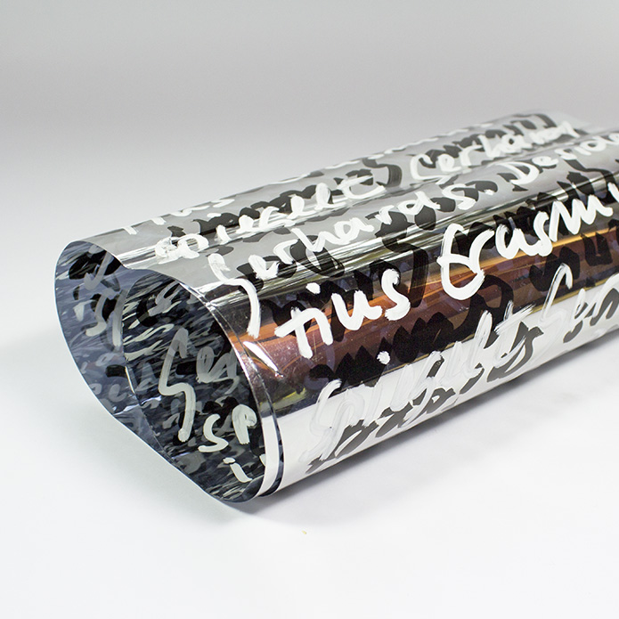 UNSICHTBAR, SICHTBAR Schriftrolle, Marker auf Transparentpapier, ca. 10 x 65 cm, 2015